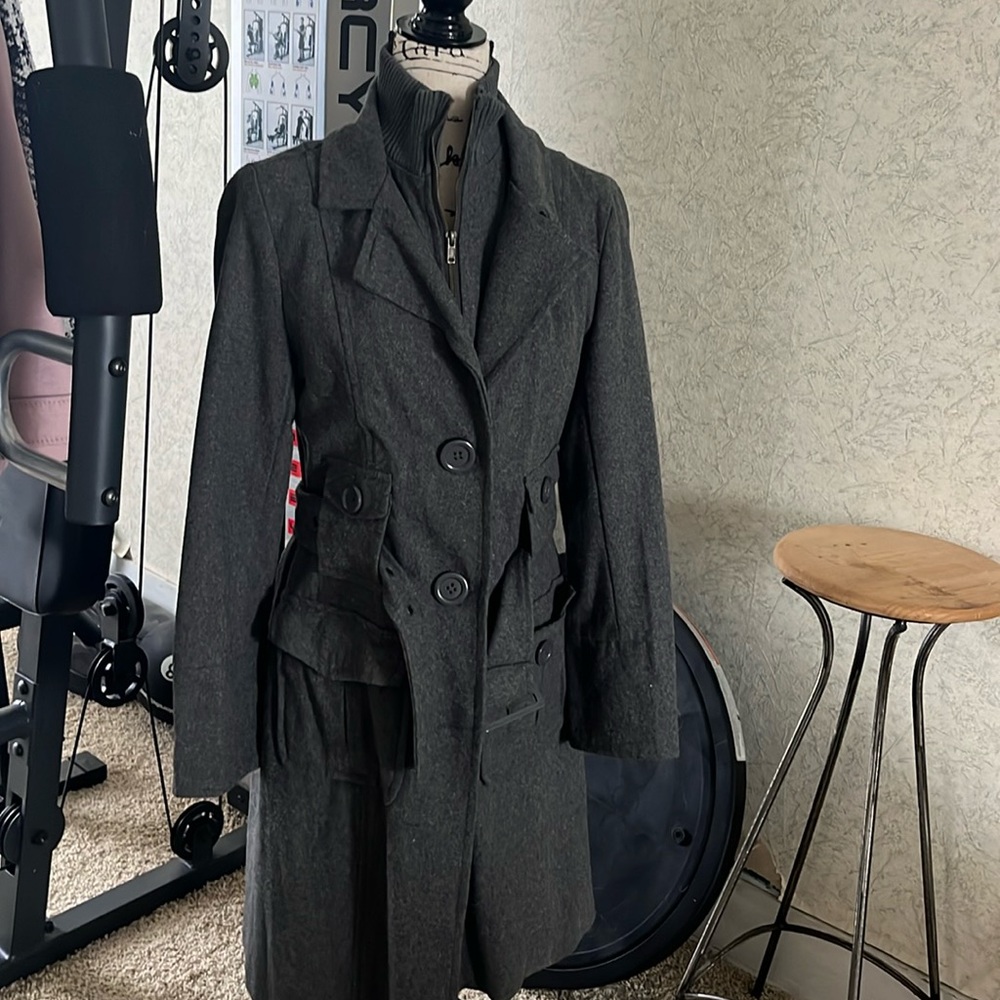 Long Grey Trench Coat size Small